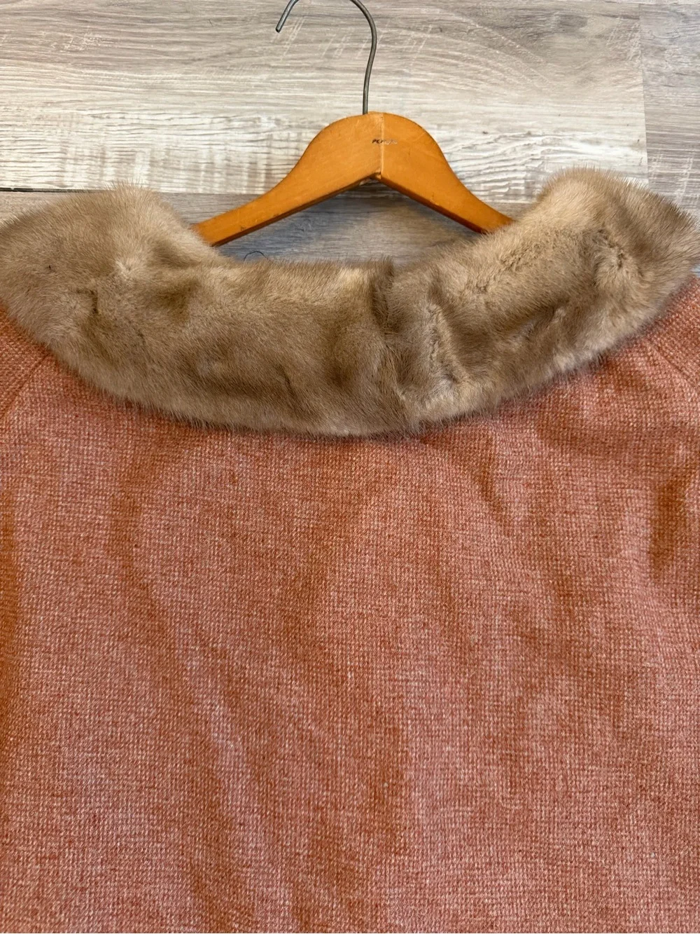 Vintage 60s Pink Swing Coat Genuine Fur Collar Womens XL 1X Mod A Line